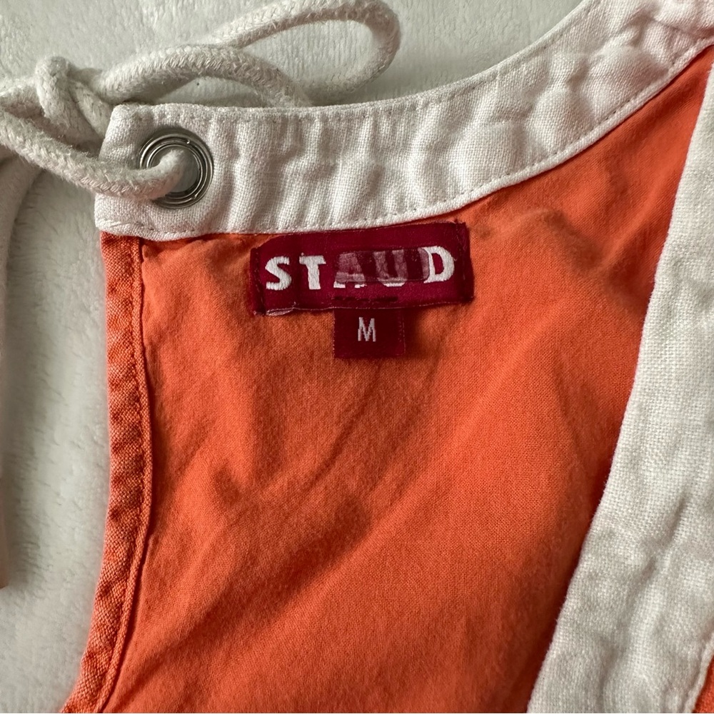 STAUD Livia Scallop Crop Top Orange Linen size Medium - Picture 7 of 10